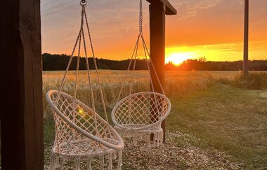 Dorfplatz Camping in Schrozberg: Sonnenuntergang