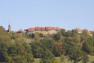 Blick auf das historische Örtchen Dilsberg