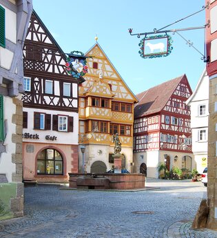 Marktplatz Neudenau | Fränkisches Fachwerk in reich verzierter Renaissance-Art | HeilbronnerLand