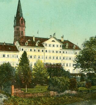 Historische Ansicht des Pücklerschen Schlosses in Gaildorf, 1911.
