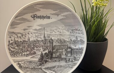 Wandteller mit historischer Stadtansicht auf Sinsheim